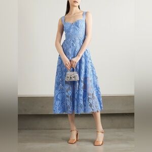 Self Portrait Blue Guipure Lace Midi Dress